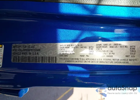 2021 Jeep Wrangler 4Xe Unlimited Rubicon 4X4 z USA, uszkodzony, nr VIN 1C4JJXR69MW758486